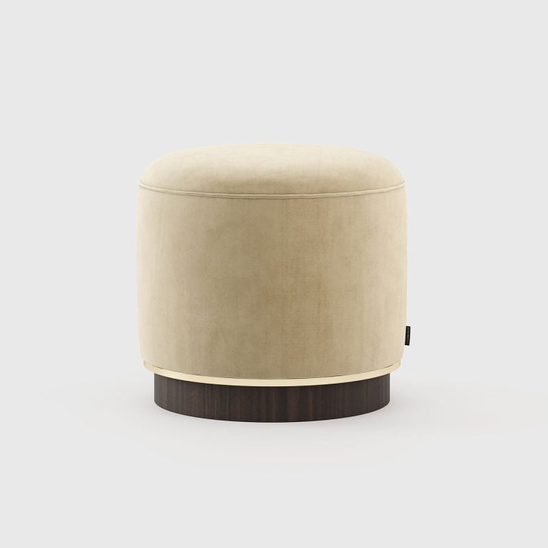 μπεζ σκαμπό με μέταλο ύφασμα και ξύλο