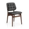 dining chair upholstered with leather capitone back