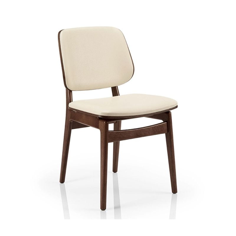 dining chair upholstered with white leather