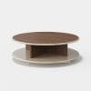 στρογγυλό coffee table σε καρυδιά και λάκα