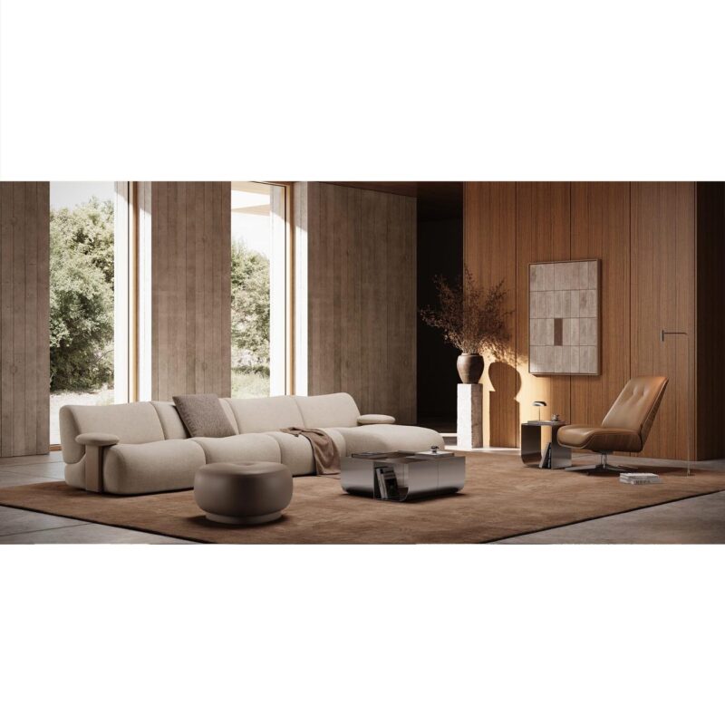 γωνιακός καναπές με καμπύλες