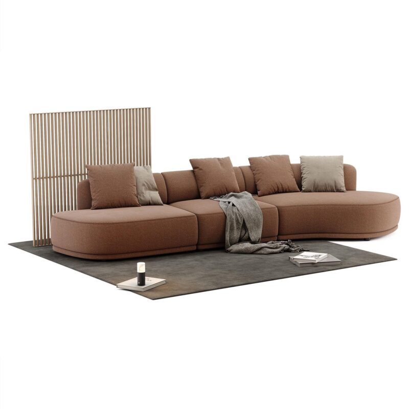 καμπυλωτός γωνιακός καναπές